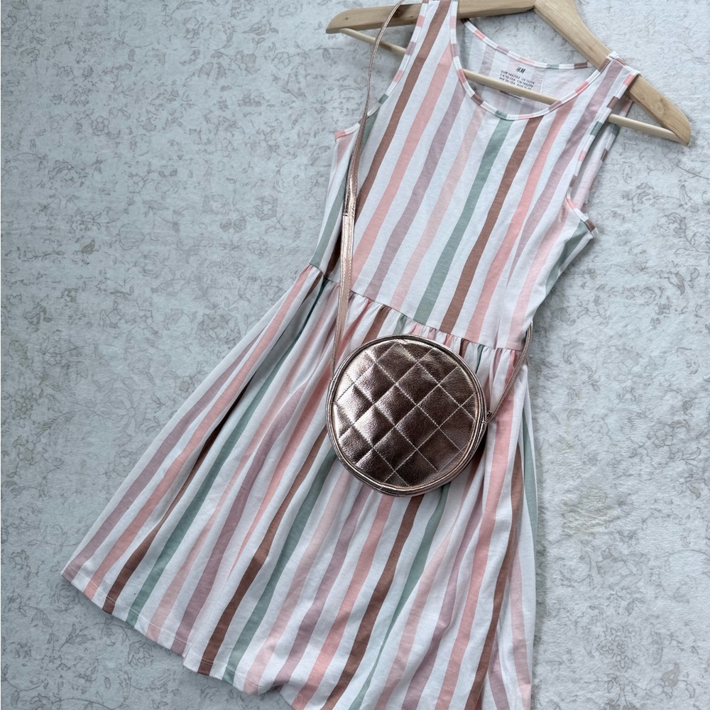 H&M Striped Sleeveless Summer Dress in Pink, Green & White